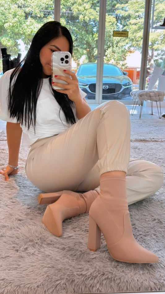 BOTINES DE LYCRA NUDE