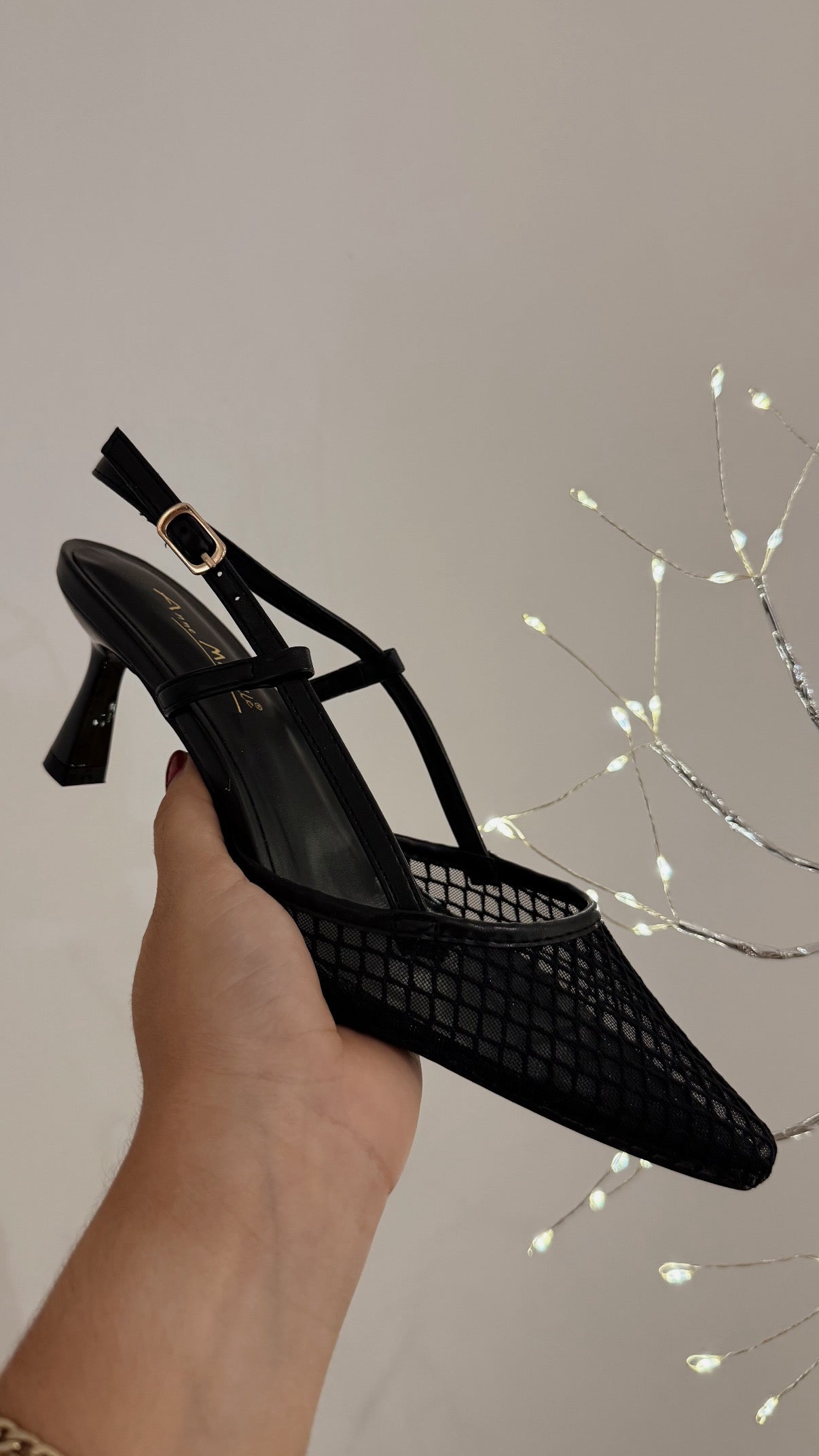 KITTEN HEELS MESH NEGRO
