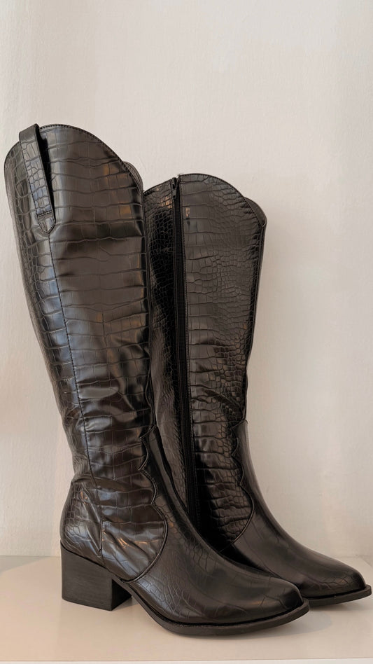 MAXI CROCO COWBOY BOOTS OLIVIA