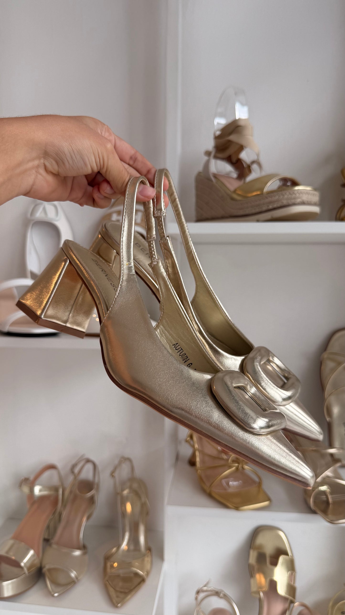 BLOCK PUMP HEELS ORO OPACO