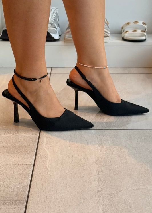 PUMP HEELS NEGROS TELA MIX