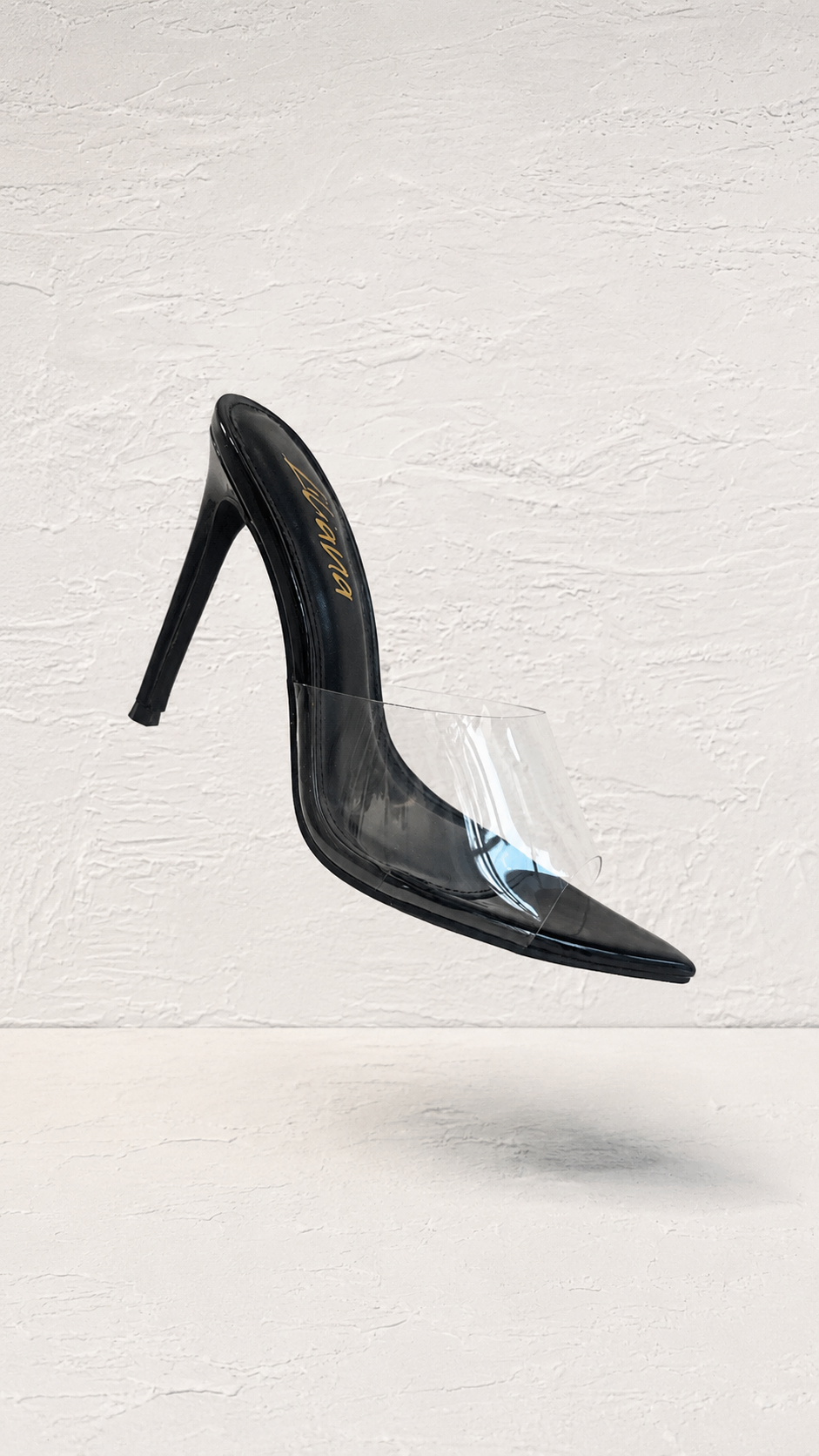 HEELS TRANSPARENTE PUNTA PICO NEGRO