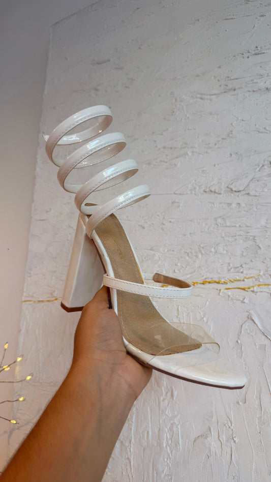 BLOCK HEELS BLANCOS ESPIRAL
