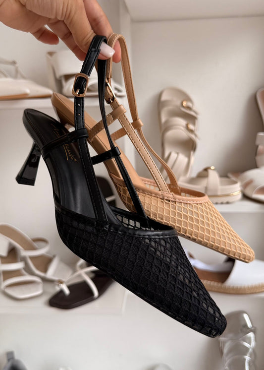 KITTEN HEELS MESH NEGRO