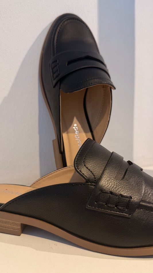 MULES NEGROS SUELA MADERA