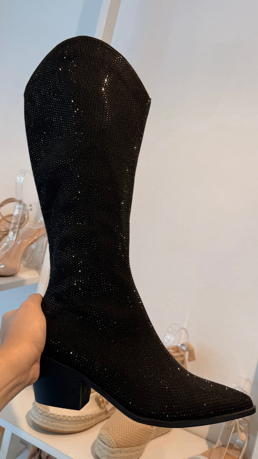 COWBOY BOOTS NEGROS DE BRILLITOS