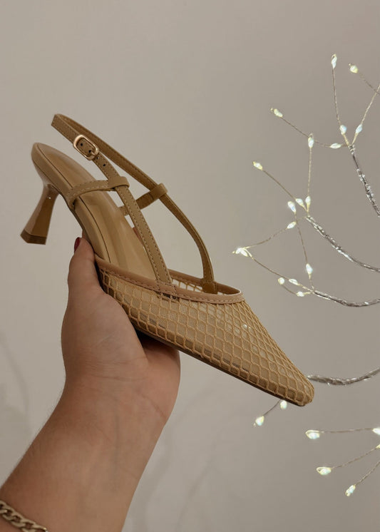 KITTEN HEELS MESH NUDE