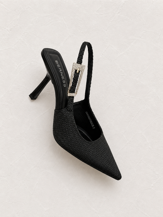 PUMP HEELS RAFFIA NEGRO