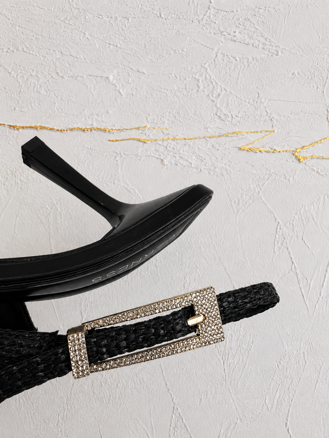 PUMP HEELS RAFFIA NEGRO