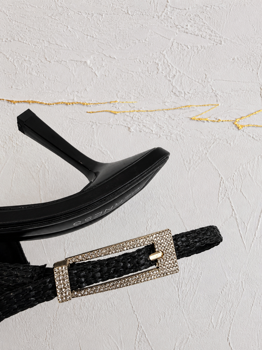 PUMP HEELS RAFFIA NEGRO