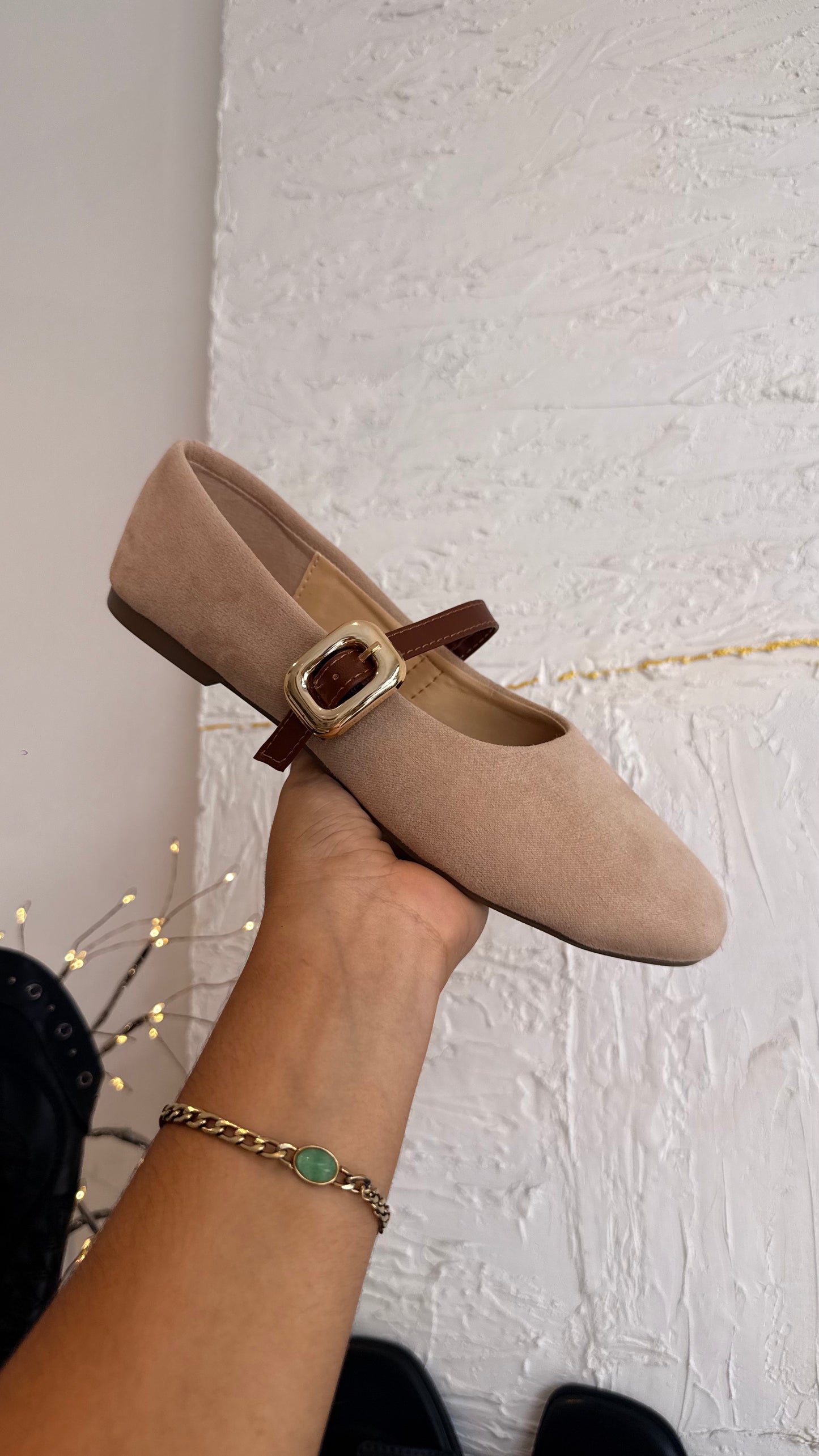 FLATS JULIETA BEIGE GAMUZA