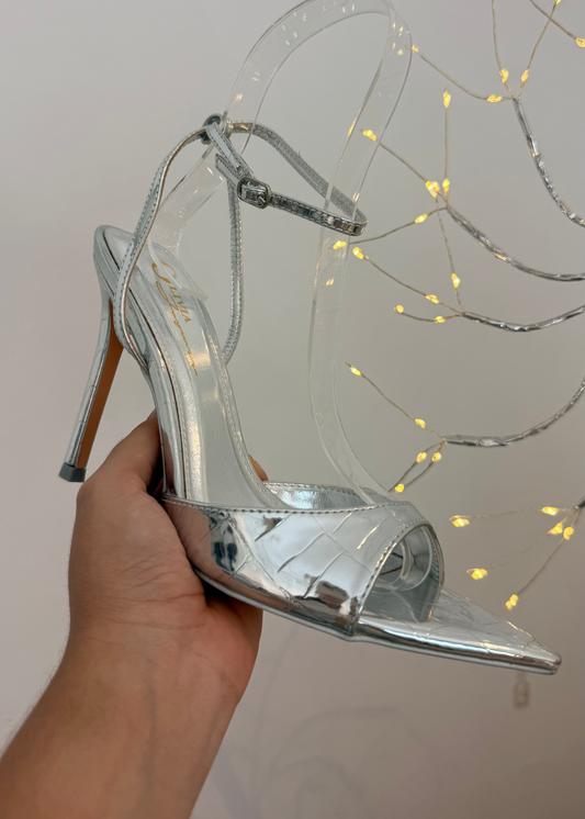 HEELS PUNTA PICO CROCO PLATA