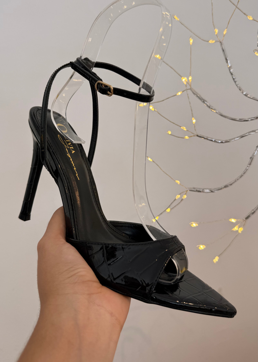 HEELS PUNTA PICO CROCO NEGRO