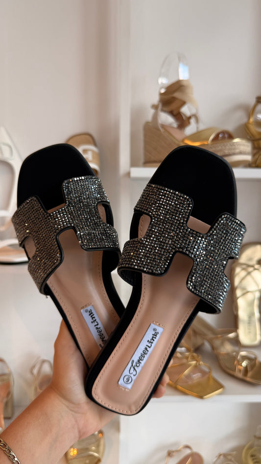 DUPE HERMES NEGROS CON BRILLITOS