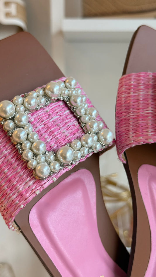 SANDALIAS ROSITAS CON PERLAS