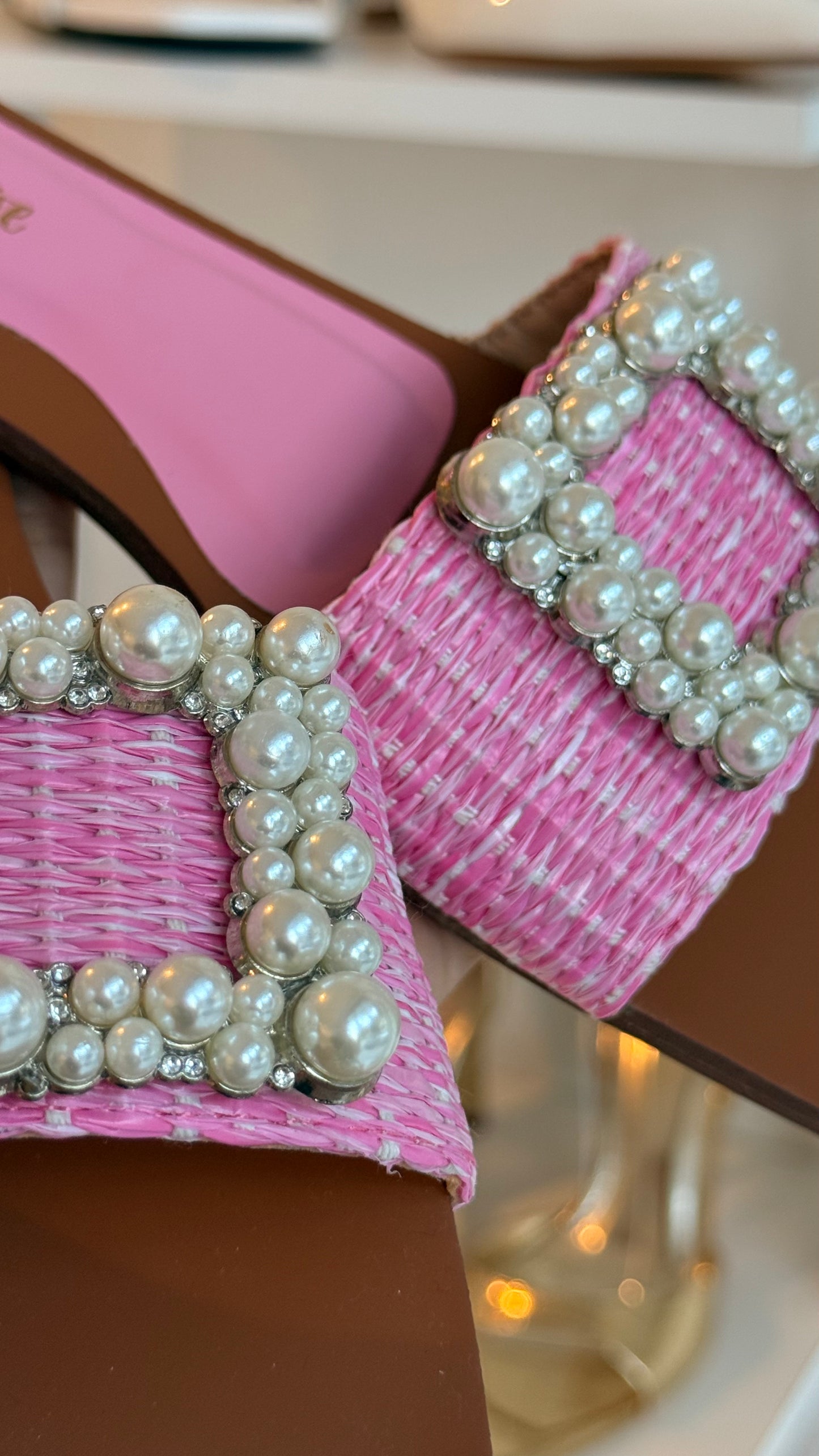 SANDALIAS ROSITAS CON PERLAS