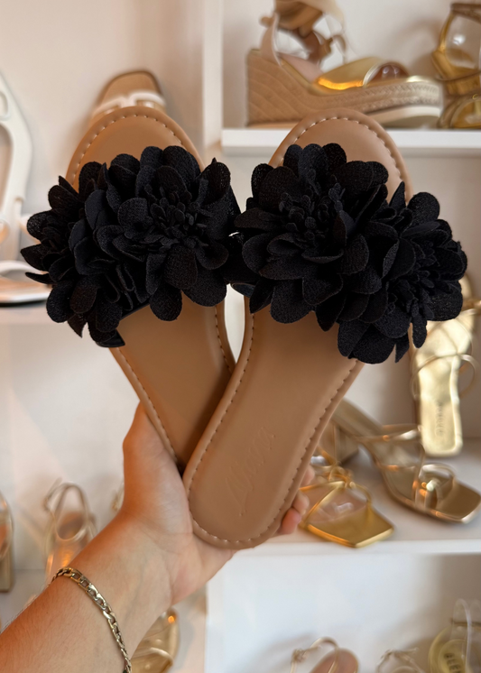 SANDALIAS FLOR NEGRO