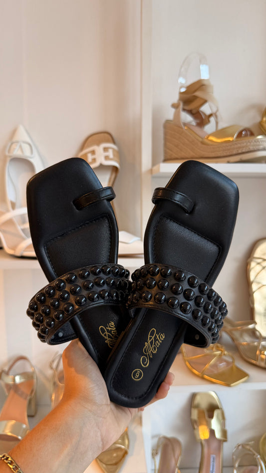 SANDALIAS DEDAL NEGROS CON ESTOPEROLES