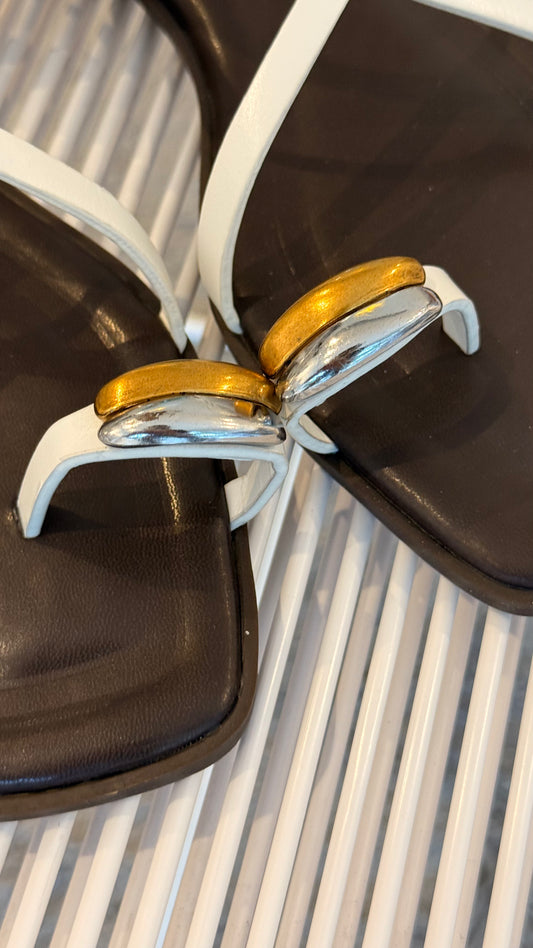 HUARACHES DOBLE ANILLO BLANCO