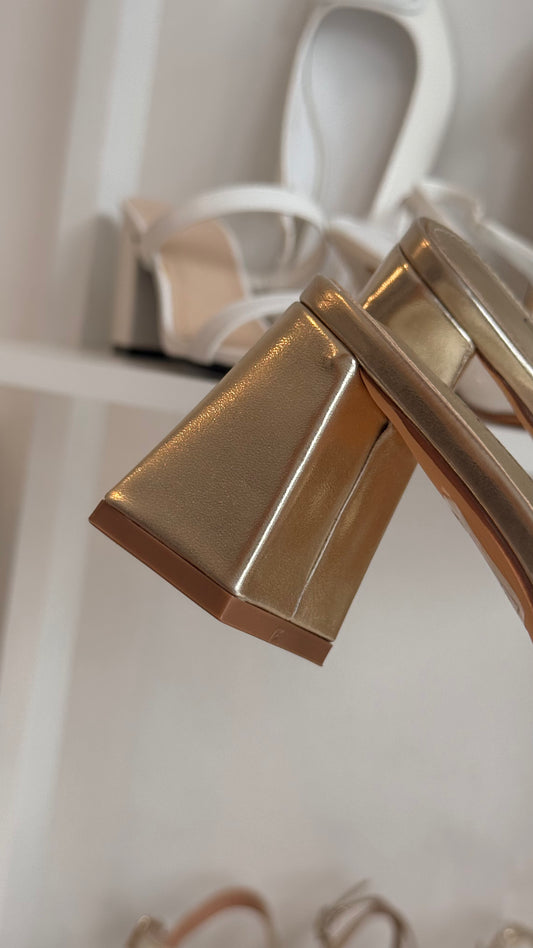 BLOCK PUMP HEELS ORO OPACO