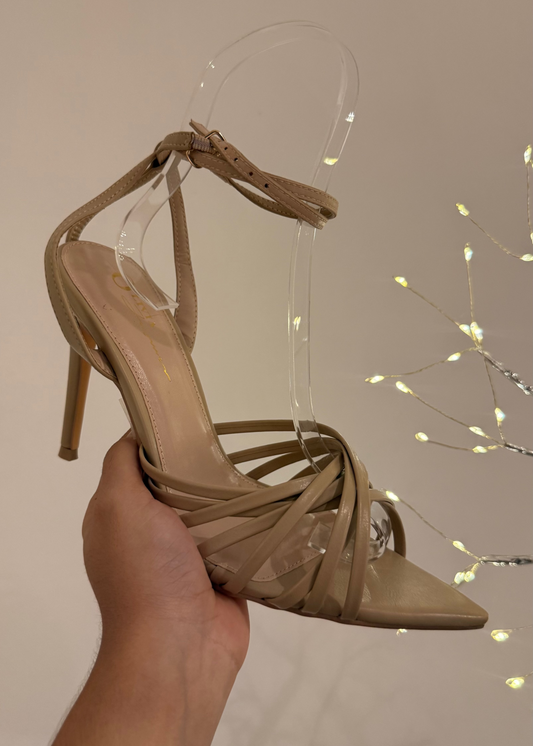 HEELS TIRAS NUDE PUNTA PICO