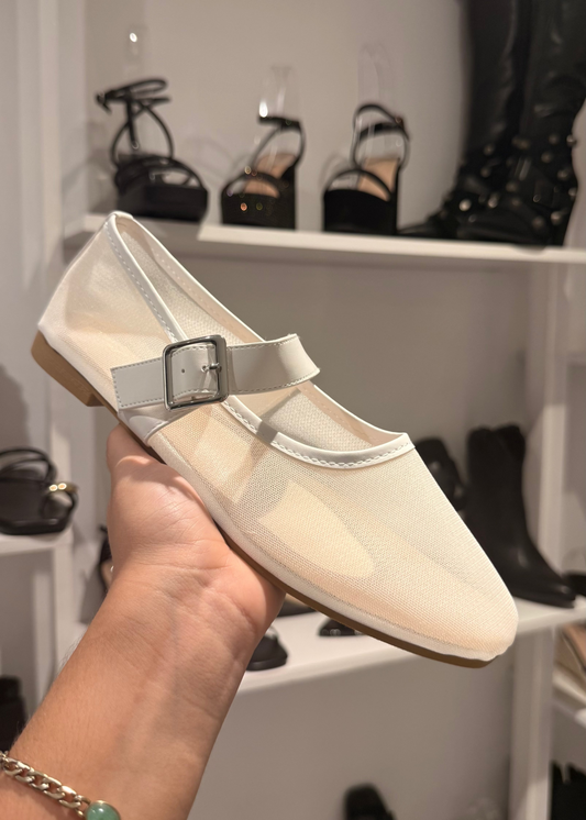 BALLET FLATS MESH BLANCO