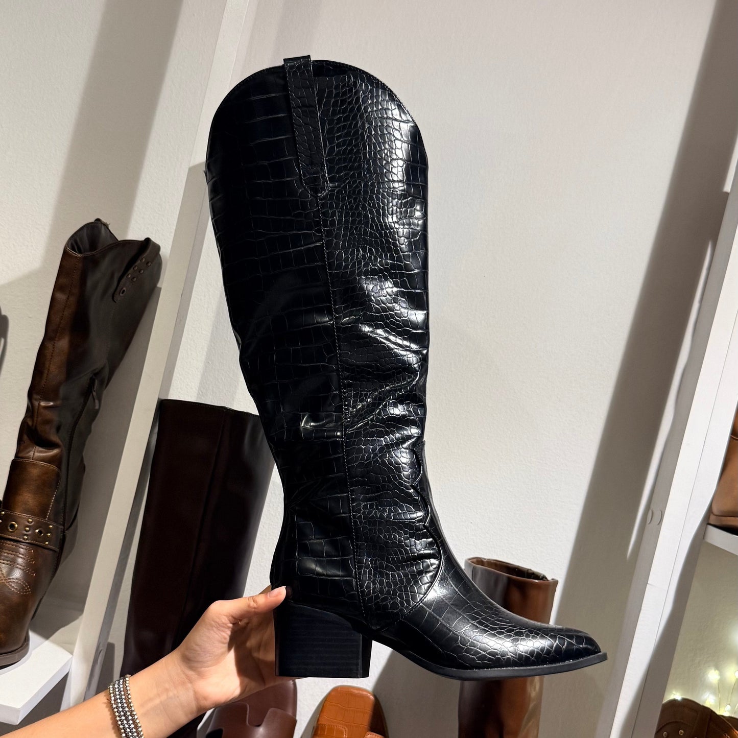 MAXI CROCO COWBOY BOOTS OLIVIA