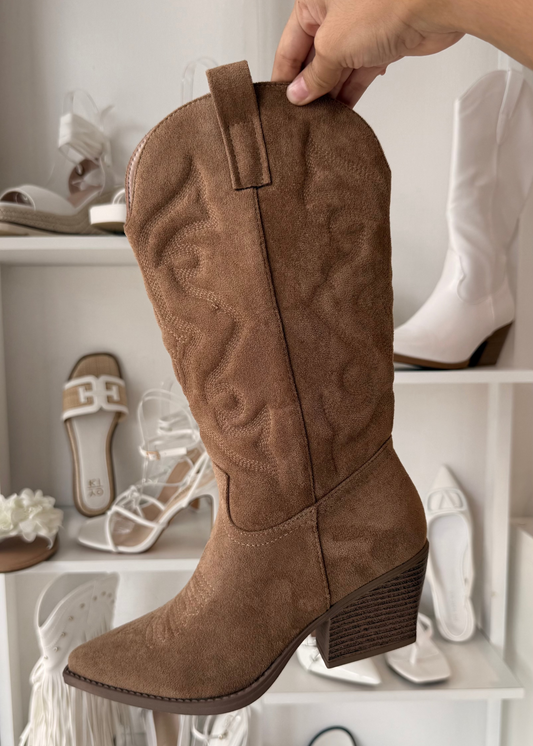 COWBOY BOOTS CAFÉ DE GAMUZA TOP MODA