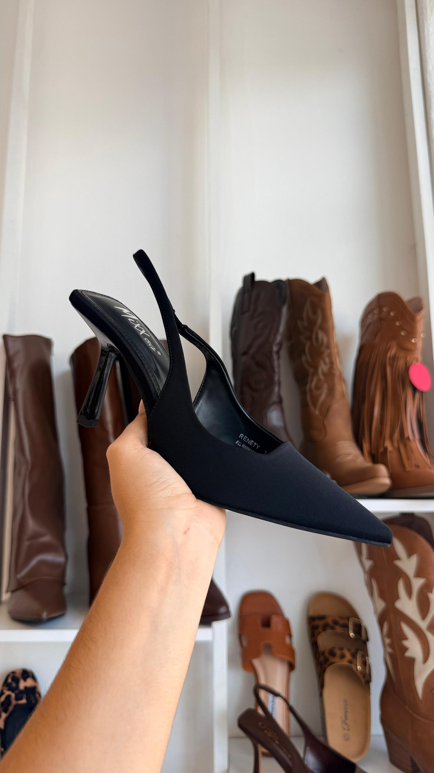 PUMP HEELS NEGROS TELA MIX