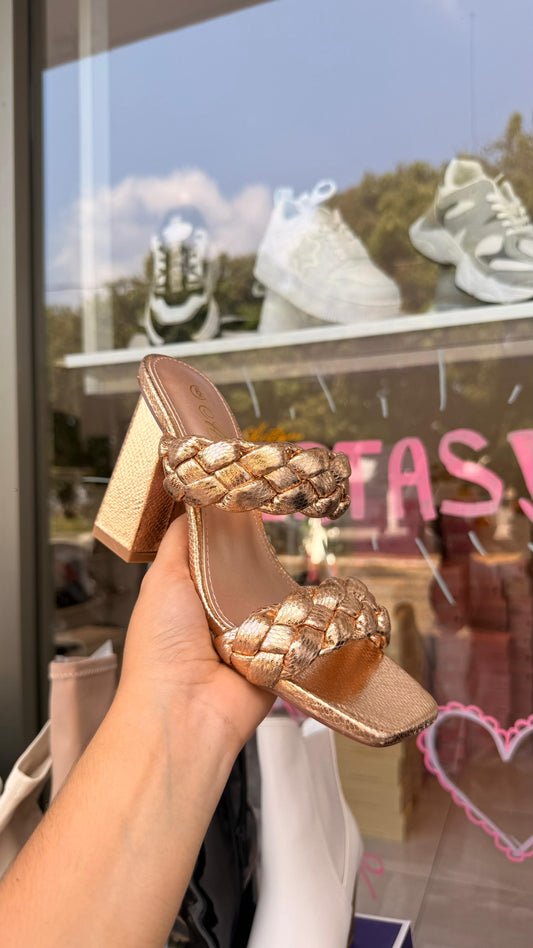 BLOCK HEELS ROSE GOLD TRENZADA