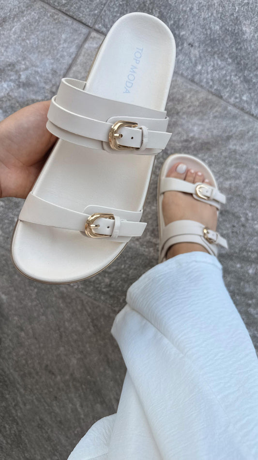 SANDALIAS LATTE CON DORADO