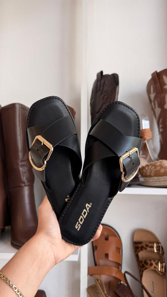 SANDALIAS SODA BROCHE NEGRO