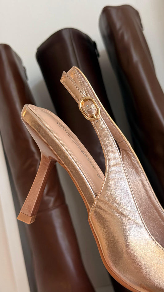 PUMP HEELS CHAROL ROSE GOLD Y CON BROCHE