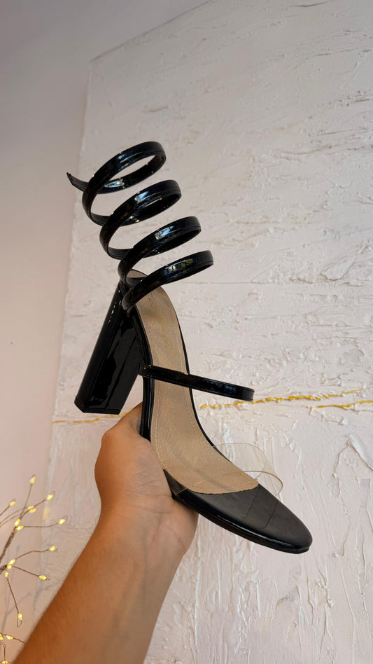 BLOCK HEELS NEGROS ESPIRAL