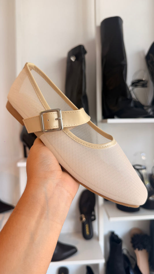 BALLET FLATS MESH BEIGE